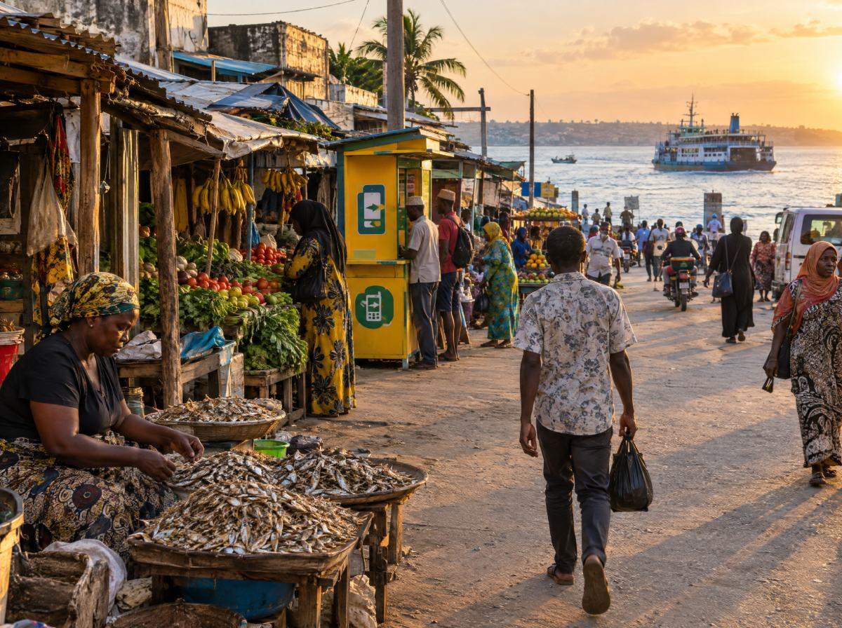 Illustration of a community gathering in Likoni